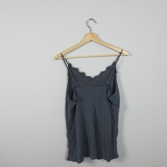 Avec Les Filles Women's Cami Top Camisole Lace Rayon Polka Dot Navy Blue M 74 - Picture 2 of 8